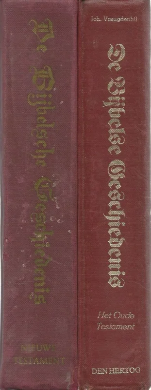 Superprijs De Bijbelse geschiedenis verteld aan onze kinderen : Het Oude en Nieuwe Testament – Joh. Vreugdenhil (2 delen, 11e en 6e druk)