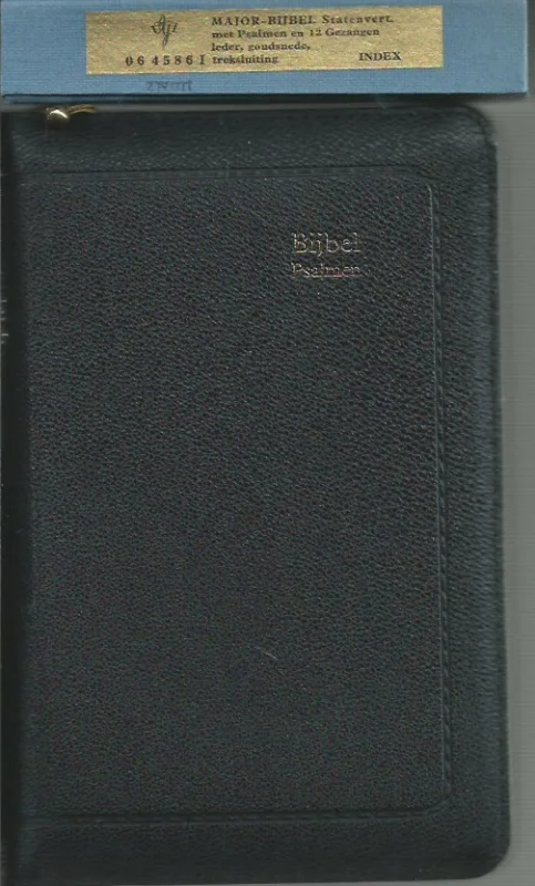 Bijbel Psalmen – Major-Bijbel Statenvertaling met Psalmen en 12 Gezangen, Zwartleren band, duimgrepen, goudsnee in foedraal – Jongbloed (0645861) NIEUW Nieuw