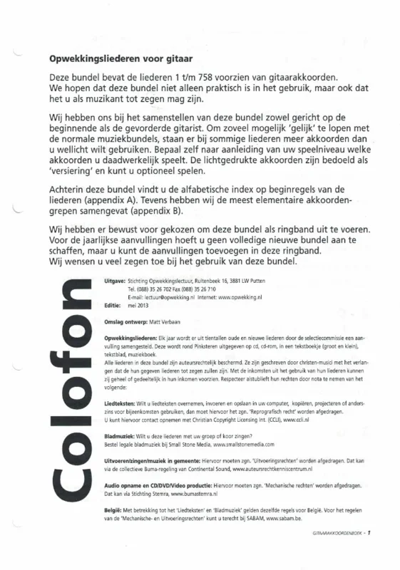 Gitaarakkoordenboek : Opwekkingsliederen voor gitaar 1 t/m 6 en 746 t/m 758 + appendix B Goedkoop