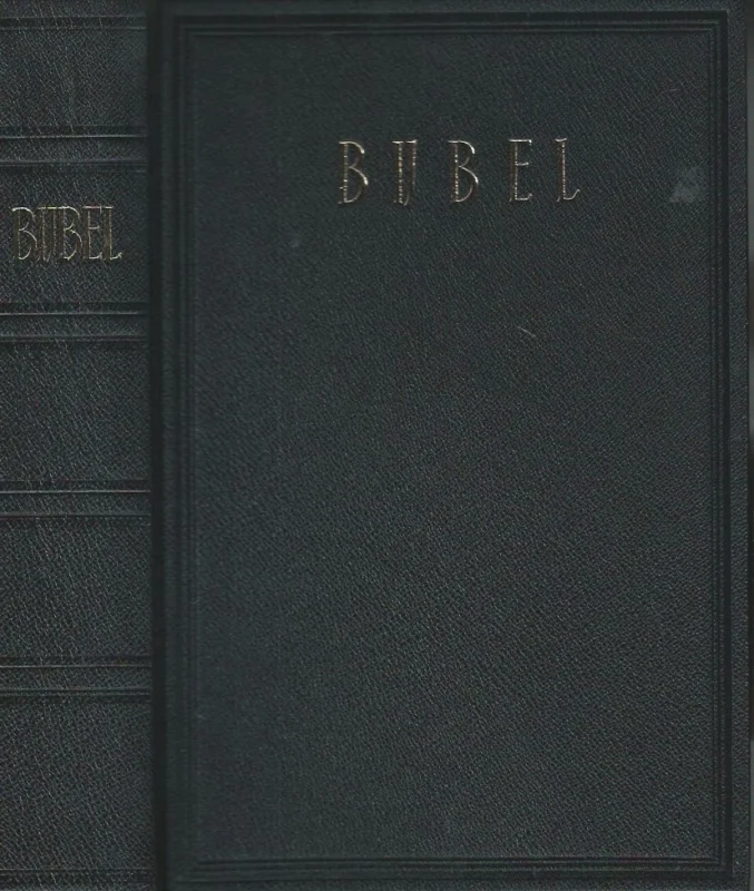 Bijbel : dat is de ganse Heilige Schrift bevattende al de kanonieke boeken van het Oude en Nieuwe Testament – A. Jongbloed c.v. (19?? – Zwart Skai Hardcover, 1197 blz.) Merkproduct