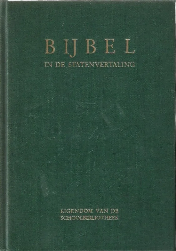 Shop Nu Bijbel in de Statenvertaling : Eigendom van de Schoolbibliotheek : Amsterdam, juli 1941 (Groen linnen leer 21 x 15 x 5 cm)