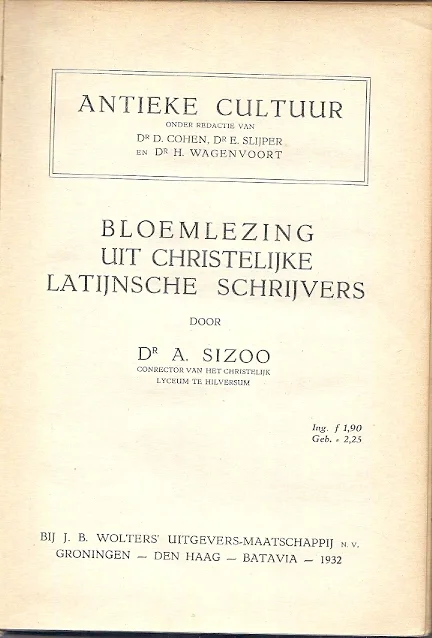 Bestseller Bloemlezing uit christelijke Latijnsche schrijvers – Dr. A. Sizoo