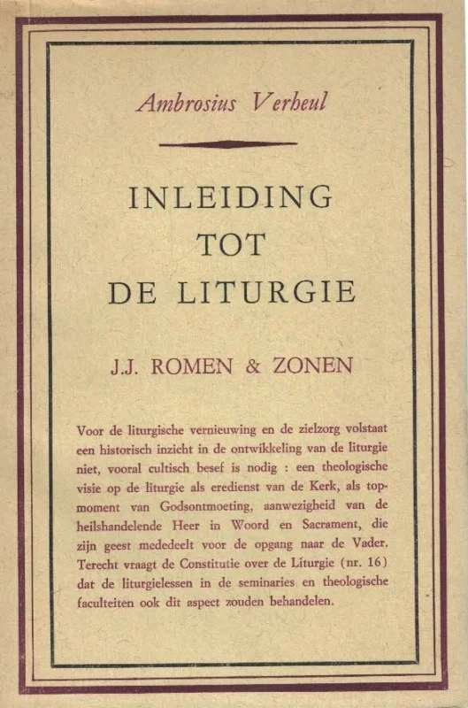 Fabrieksprijs Inleiding tot de liturgie : haar theologische achtergrond – Ambrosius Verheul