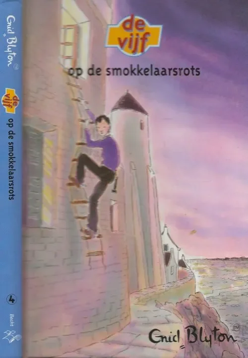 Koop Online De Vijf 4 op de Smokkelaarsrots Blyton, Enid . Vertaling J.H. Gever illustraties Julius Ros Omslagontwerp en Zetwerk Marius Brouwer te Haarlem