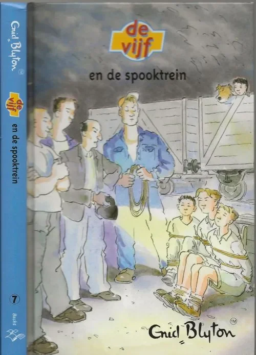 De Vijf 7 en de spooktrein Blyton, Enid . Vertaling J.H. Gever illustraties Julius Ros Omslagontwerp en Zetwerk Marius Brouwer te Haarlem Populair