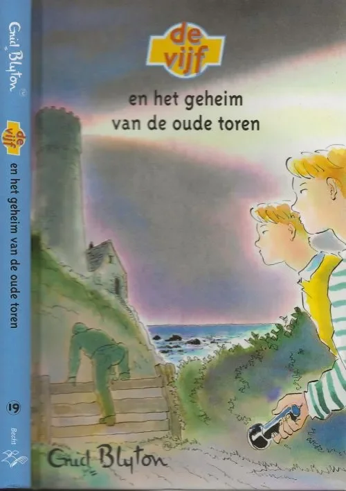 Meest Verkocht De Vijf en het geheim van de oude toren deel 19Blyton, Enid . Vertaling J.H. Gever illustraties Julius Ros Omslagontwerp en Zetwerk Marius Brouwer te Haarlem