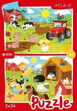 Tijdelijk Beschikbaar REBO LEGPUZZEL 2X24 STUKJES - FARM ANIMA
