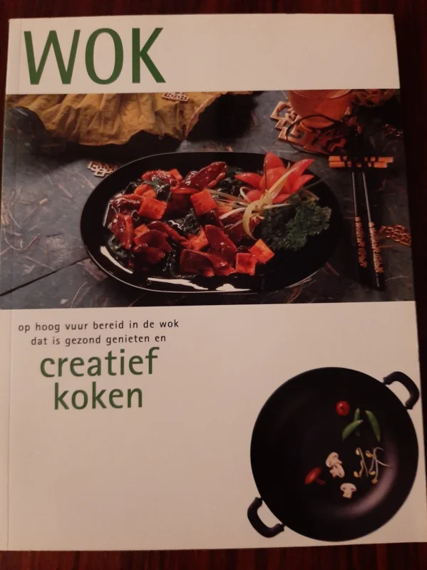 Korting WOK op hoog vuur bereid in de wok dat is gezond geniet en creatif koken